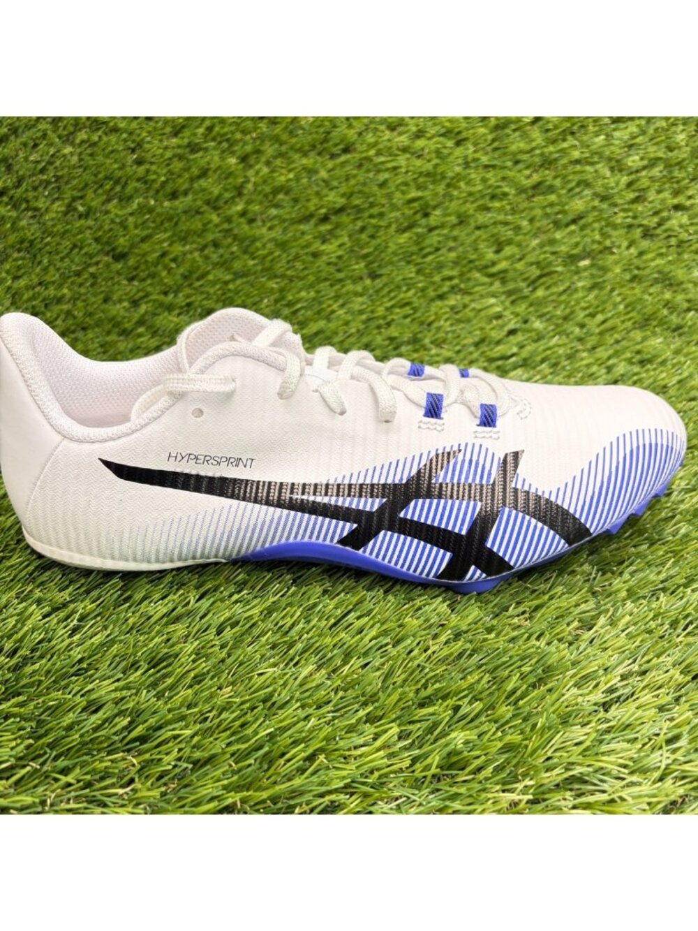 Asics Hypersprint 8 Mens Size 8.5 White Blue Running Track & Field Spikes Cleats